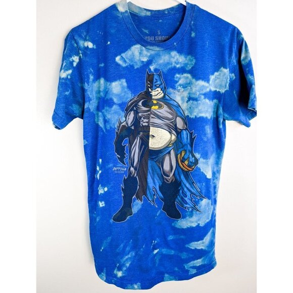 Batman Bulking Cutting Season Tie Dye T Shirt Funny Small Mens Blue - Picture 3 of 9
